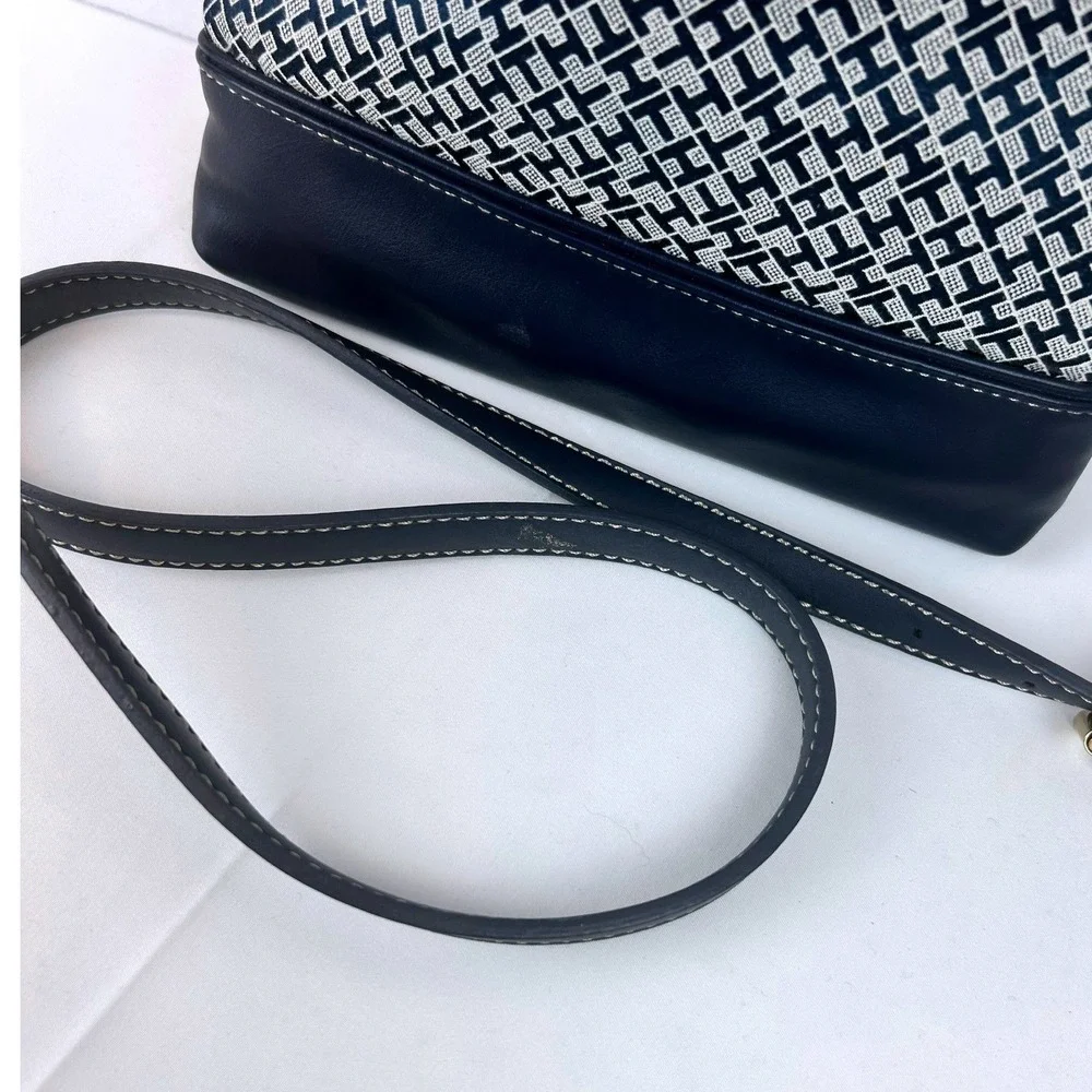 Tommy Hilfiger Navy Signature Monogram Jacquard Crossbody Bag with‎ Tassel